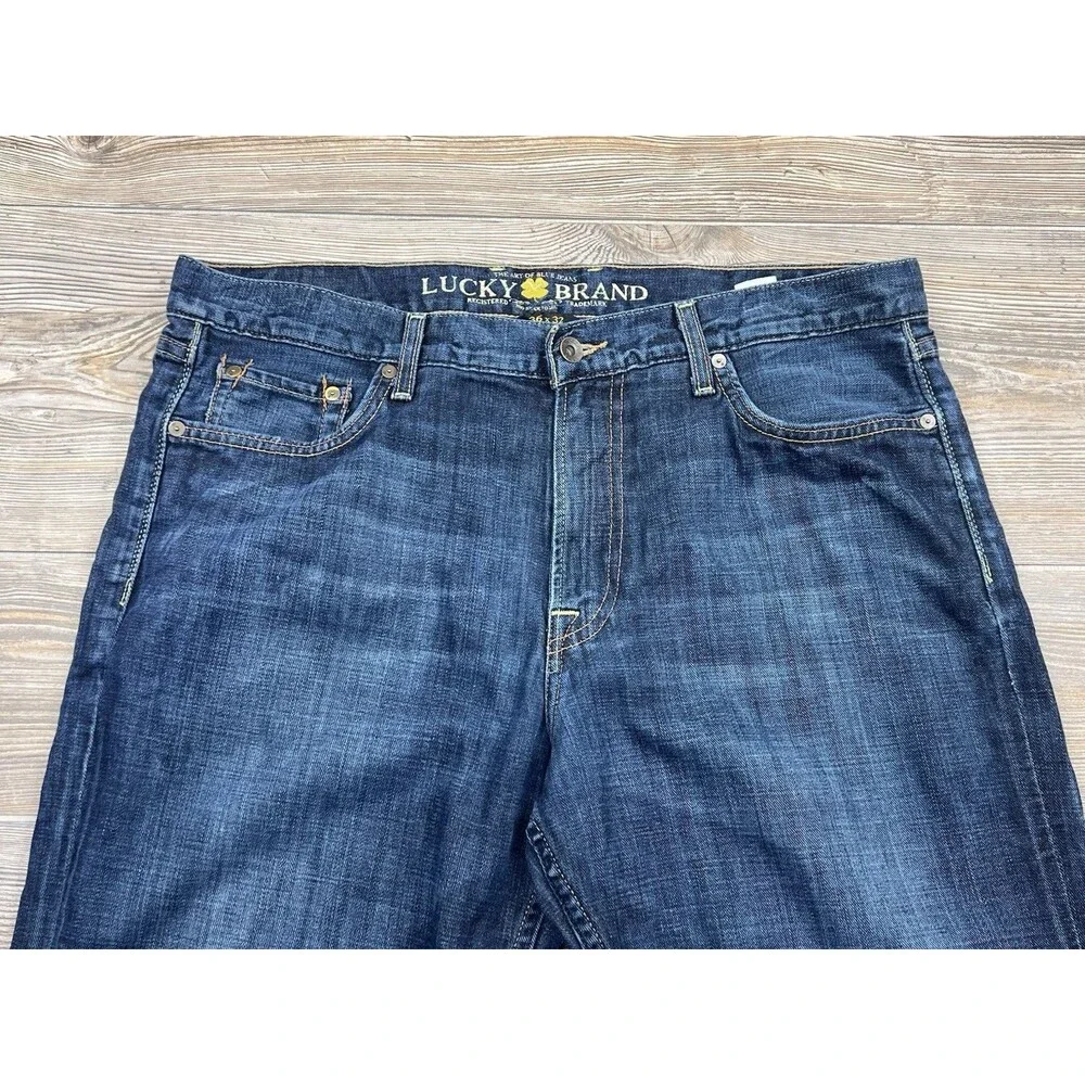Lucky Brand Vintage Straight Jeans Mens‎ 36x32 ACTUAL 37x29 Denim Dark Wash